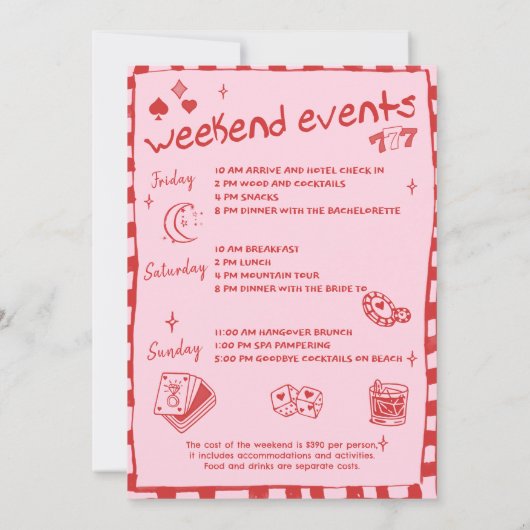 Whimsical Hand getrokken Poker Bachelorette Party  Kaart (Achterkant)