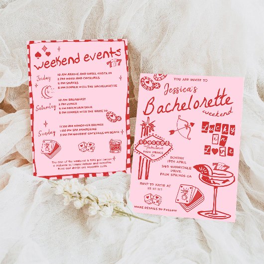 Whimsical Hand getrokken Poker Bachelorette Party Kaart