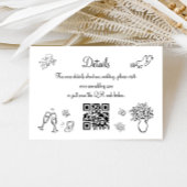 Whimsical Hand getrokken QR Code Wedding Details Informatiekaartje