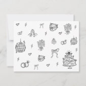 Whimsical Hand getrokken QR Code Zwart Wit Trouwen RSVP Kaartje (Achterkant)