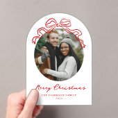Whimsical Hand getrokken Red Bow Holiday Kerstmis Acryl Uitnodigingen (Insitu (Draagbaar))