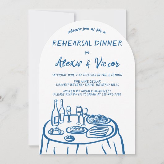 Whimsical Hand getrokken repetitie Dinner Table Cu Kaart (Voorkant)