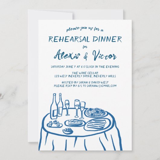 Whimsical Hand getrokken repetitie Dinner Table Cu Kaart (Voorkant)