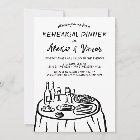 Whimsical Hand getrokken repetitie Dinner Table Cu Kaart (Voorkant)