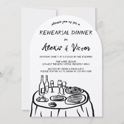 Whimsical Hand getrokken repetitie Dinner Table Cu Kaart (Voorkant)