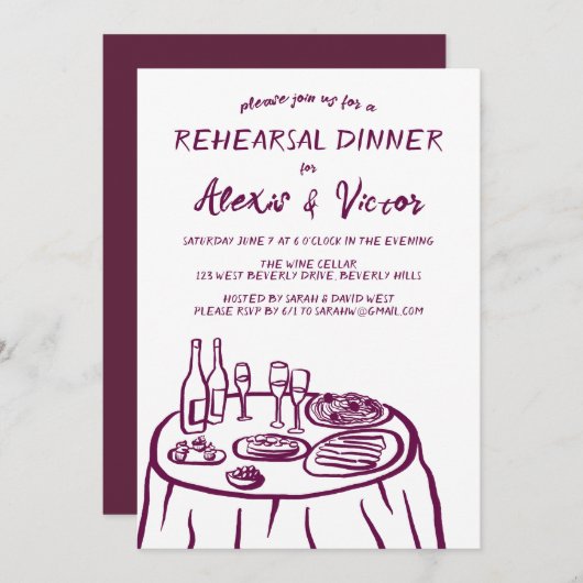 Whimsical Hand getrokken repetitie Dinner Table Cu Kaart (Voorkant / Achterkant)