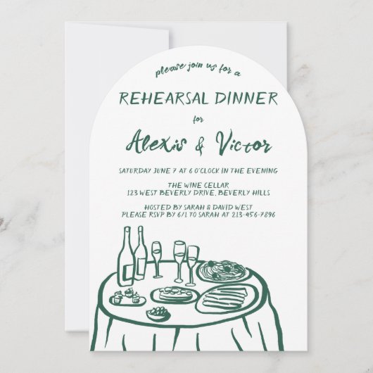 Whimsical Hand getrokken repetitie Dinner Table Cu Kaart (Voorkant)