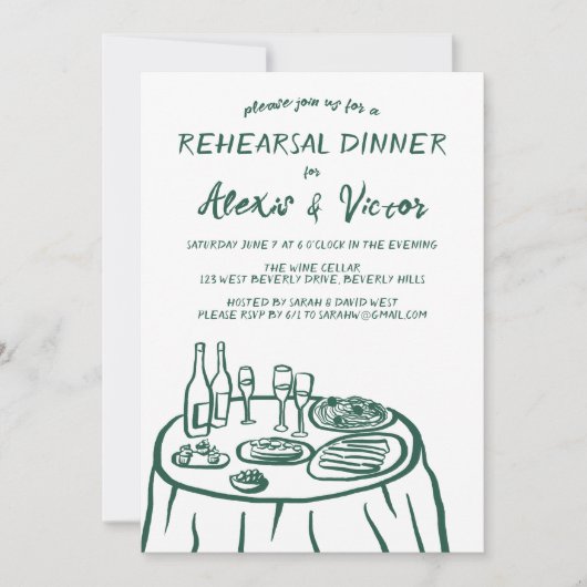 Whimsical Hand getrokken repetitie Dinner Table Cu Kaart (Voorkant)