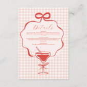 Whimsical Hand getrokken rode boog golvende bruilo Informatiekaartje (Voorkant)