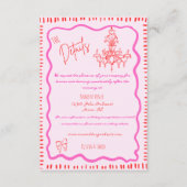 Whimsical Hand getrokken rode boog golvende bruilo Informatiekaartje (Voorkant)