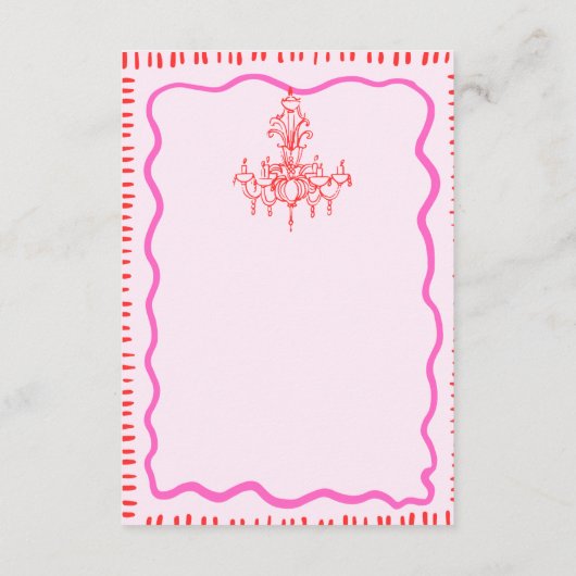 Whimsical Hand getrokken rode boog golvende bruilo Informatiekaartje (Achterkant)