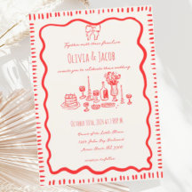Whimsical Hand getrokken rode boog golvende bruilo