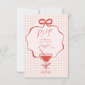 Whimsical Hand getrokken rode boog golvende bruilo RSVP Kaartje (Voorkant)