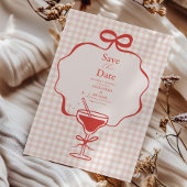 Whimsical Hand getrokken rode boog golvende bruilo Save The Date