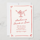 Whimsical Hand getrokken rode vrijgezelle Kaart (Voorkant)