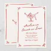 Whimsical Hand getrokken rode vrijgezelle Kaart (Voorkant / Achterkant)