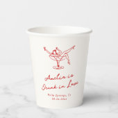 Whimsical Hand getrokken rode vrijgezelle Papieren Bekers (Achterkant)