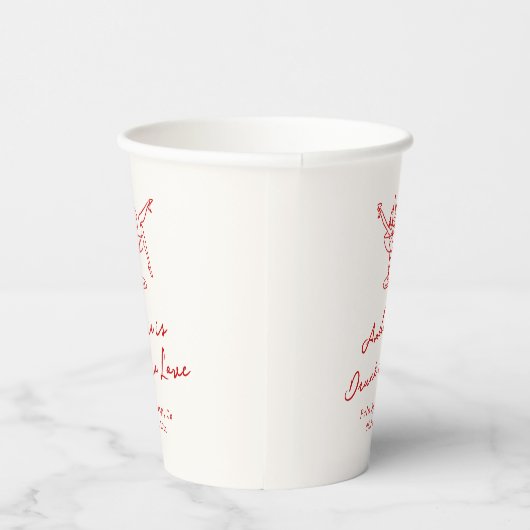 Whimsical Hand getrokken rode vrijgezelle Papieren Bekers (Rechts)