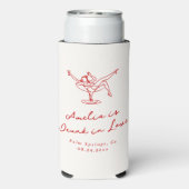 Whimsical Hand getrokken rode vrijgezelle Seltzer Blikjeskoeler (Seltzer Achterkant)