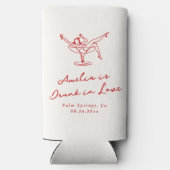 Whimsical Hand getrokken rode vrijgezelle Seltzer Blikjeskoeler (Achterkant)