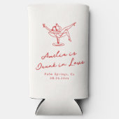 Whimsical Hand getrokken rode vrijgezelle Seltzer Blikjeskoeler (Voorkant)