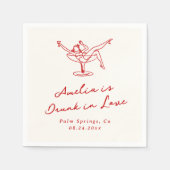 Whimsical Hand getrokken rode vrijgezelle Servet (Voorkant)