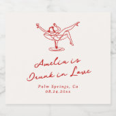 Whimsical Hand getrokken rode vrijgezelle Sparkling Wijnetiket (Enkel label)