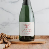 Whimsical Hand getrokken rode vrijgezelle Sparkling Wijnetiket