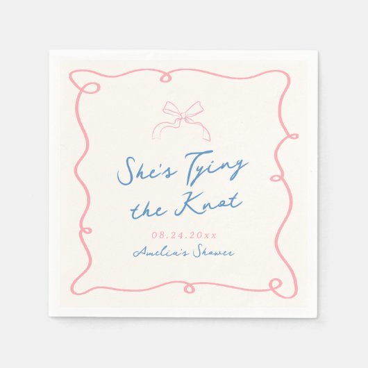 Whimsical Hand getrokken Roze & Blauwe Douche Servet (Voorkant)