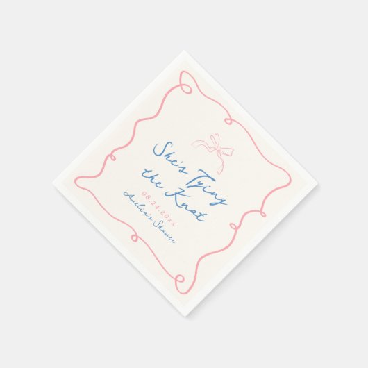 Whimsical Hand getrokken Roze & Blauwe Douche Servet (Hoek)