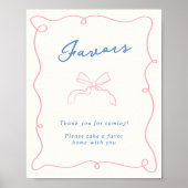 Whimsical Hand Getrokken Roze & Blauwe Favorieten Poster (Voorkant)