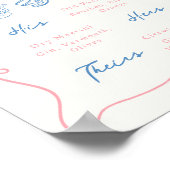 Whimsical Hand Getrokken Roze & Blauwe Handtekenin Poster (Hoek)