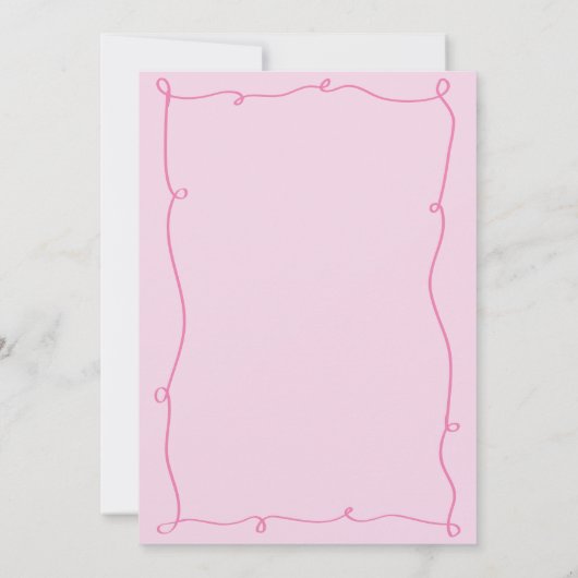 Whimsical Hand getrokken roze bruids douche uitnod Kaart (Achterkant)