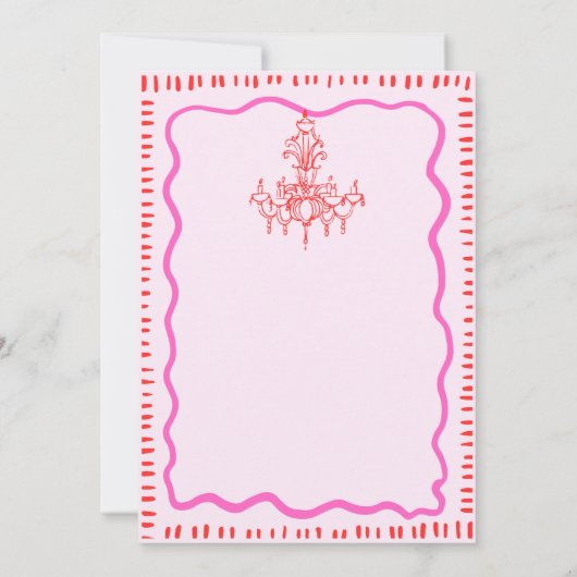 Whimsical Hand getrokken roze golvende repetitie d Kaart (Achterkant)
