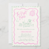 Whimsical Hand getrokken roze golvende repetitie d Kaart (Voorkant)