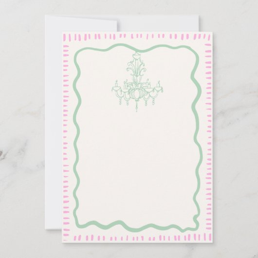 Whimsical Hand getrokken roze golvende repetitie d Kaart (Achterkant)