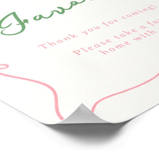 Whimsical Hand Getrokken Roze & Groene Favorieten Poster (Hoek)