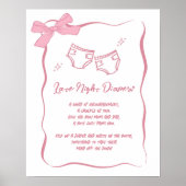 Whimsical Hand getrokken Roze Late Night Luiers te Poster (Voorkant)
