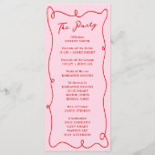 Whimsical Hand getrokken roze & rode bruiloft prog Menu (Achterkant)