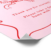 Whimsical Hand Getrokken Roze & Rode Favorieten Poster (Hoek)