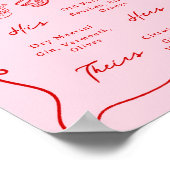 Whimsical Hand Getrokken Roze & Rode Handtekening Poster (Hoek)