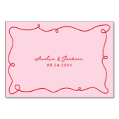 Whimsical Hand getrokken roze & rode Place Card Kaart (Achterkant)