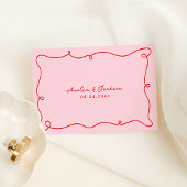 Whimsical Hand getrokken roze & rode Place Card Kaart