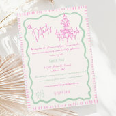 Whimsical Hand getrokken roze strik golvende bruil Informatiekaartje