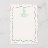Whimsical Hand getrokken roze strik golvende bruil Informatiekaartje (Achterkant)