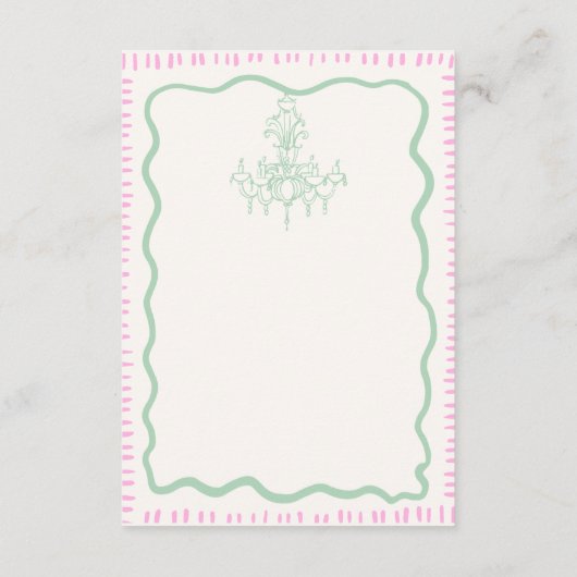Whimsical Hand getrokken roze strik golvende bruil Informatiekaartje (Achterkant)