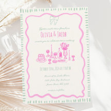 Whimsical Hand getrokken roze strik golvende bruil