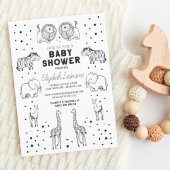 Whimsical Hand getrokken Safari Dieren Baby shower Kaart