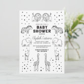 Whimsical Hand getrokken Safari Dieren Baby shower Kaart (Staand voorkant)