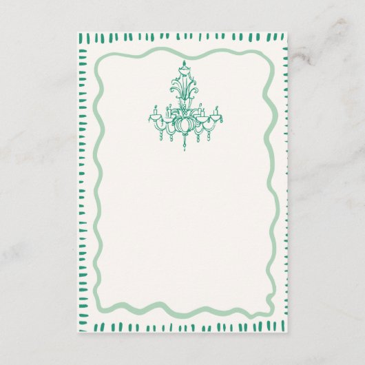 Whimsical Hand getrokken Sage Bow golvende bruilof Informatiekaartje (Achterkant)